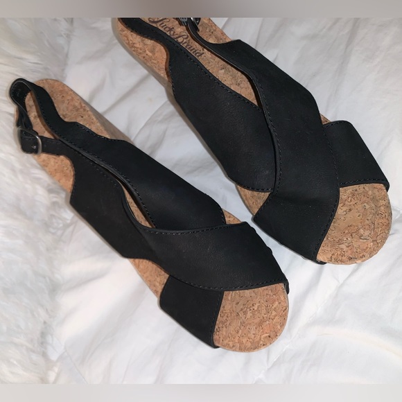 LUCKY BRAND CORK BLACK Wedges heels women’s size 8.5 - Picture 11 of 15
